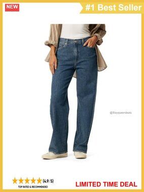 Wide Leg Mid Rise Stretch Denim Jeans Heritage Original Fit Casual